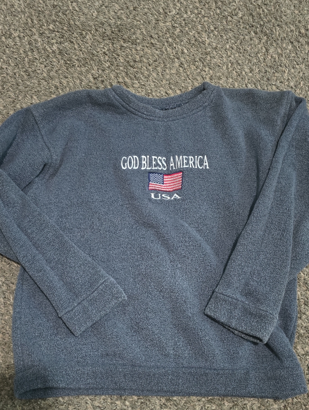 Vintage God Bless America Navy Blue Womans Sweatshirt - USA Flag